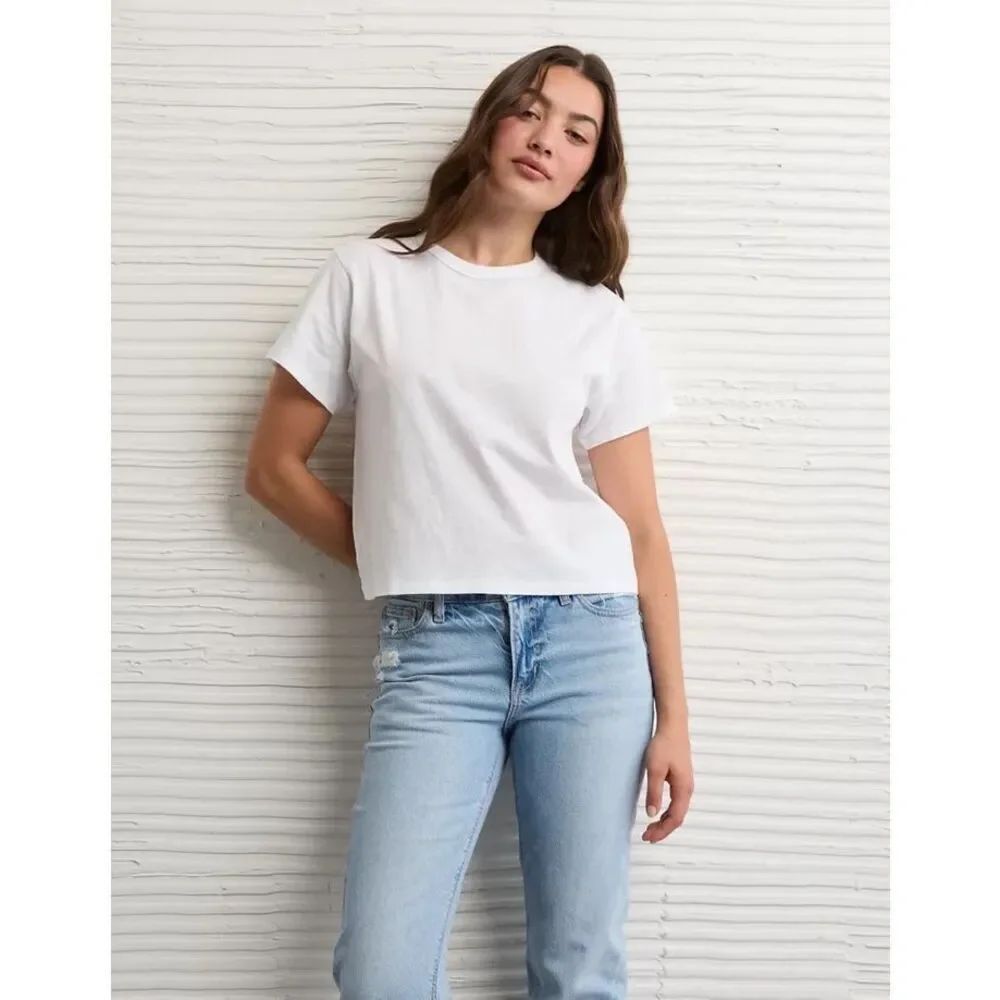 American Eagle Ex Boyfriend Tshirt Off White XS